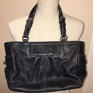 Coach Black Leather East West Tote Bag